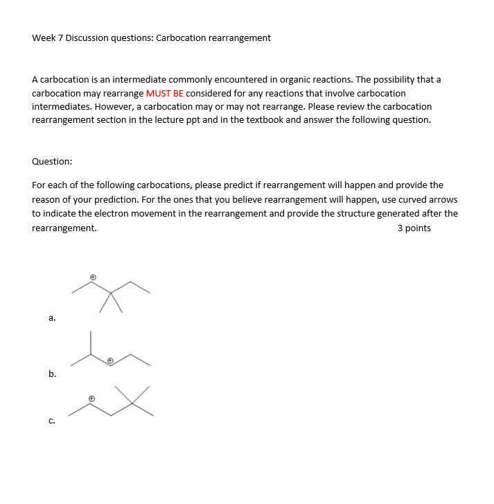 Solved Week 7 Discussion questions: Carbocation | Chegg.com