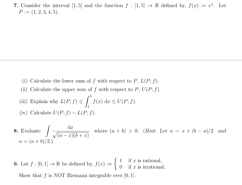 Solved 7 Consider The Interval 1 5 And The Function F Chegg Com