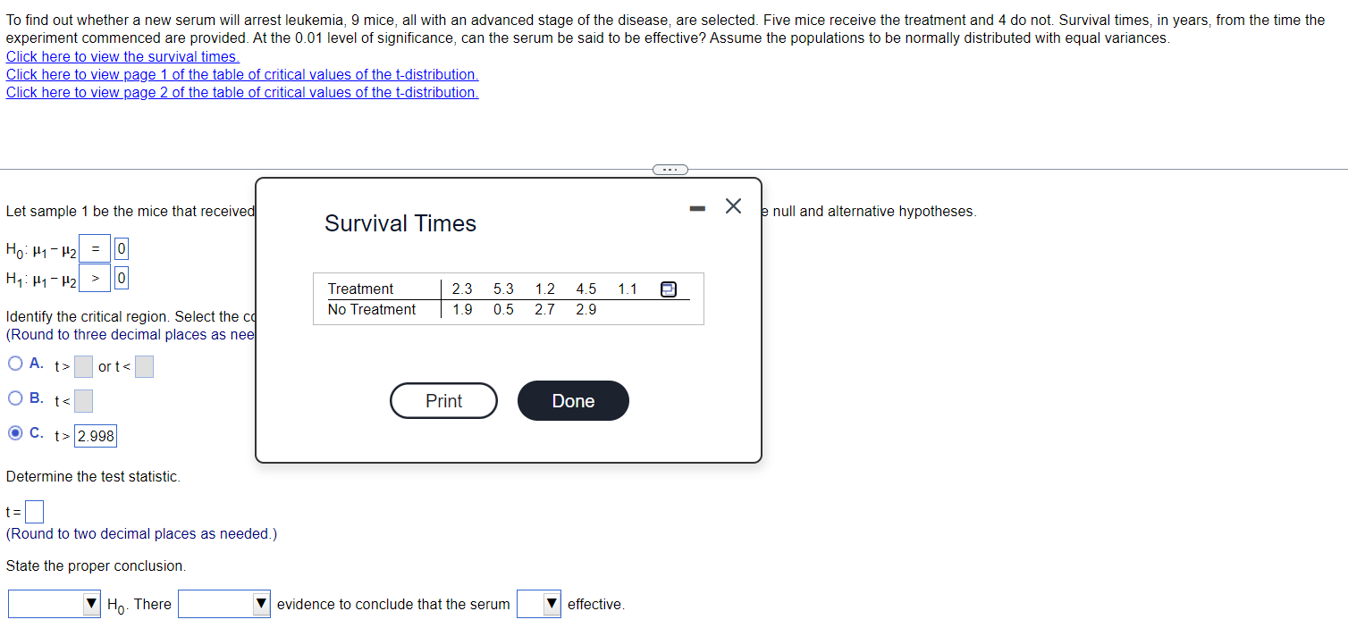 Solved Click here to view the survival times. Click here to | Chegg.com