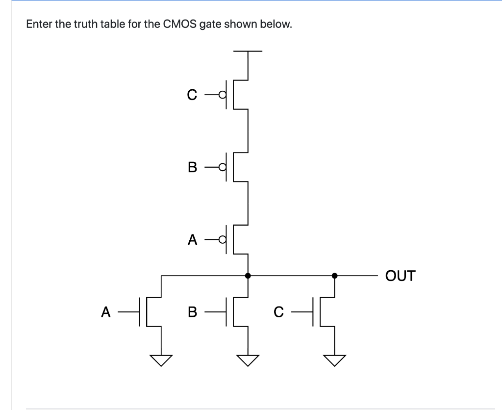 Solved Enter the truth table for the CMOS gate shown below. | Chegg.com