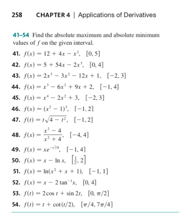Solved 258 CHAPTER 4 Applications of Derivatives 41-54 Find | Chegg.com