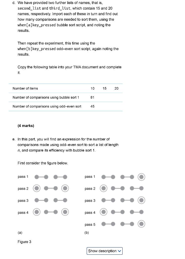d. We have provided two further lists of names, that is, second_list and third_list, which contain 15 and 20 names, respectiv