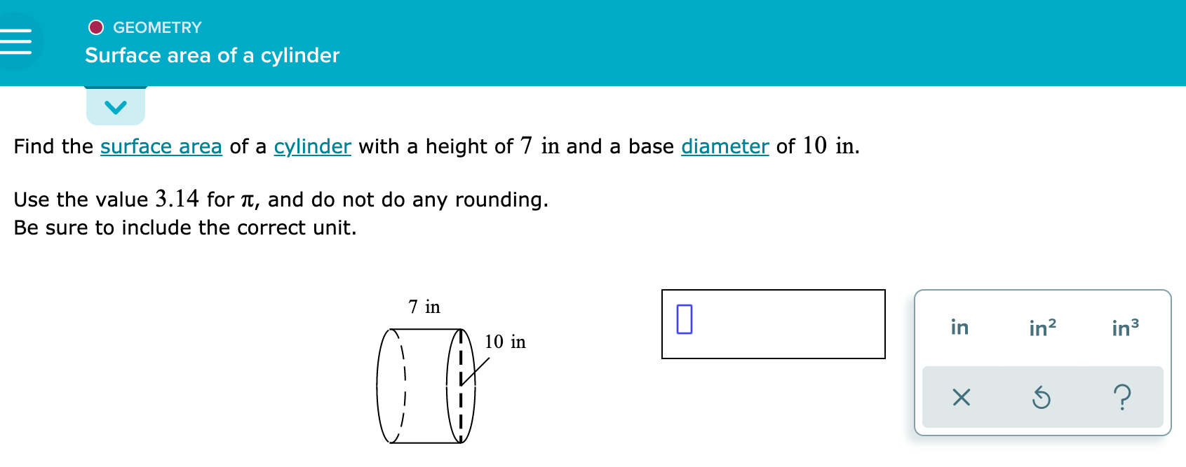 surface area of cylinder without height