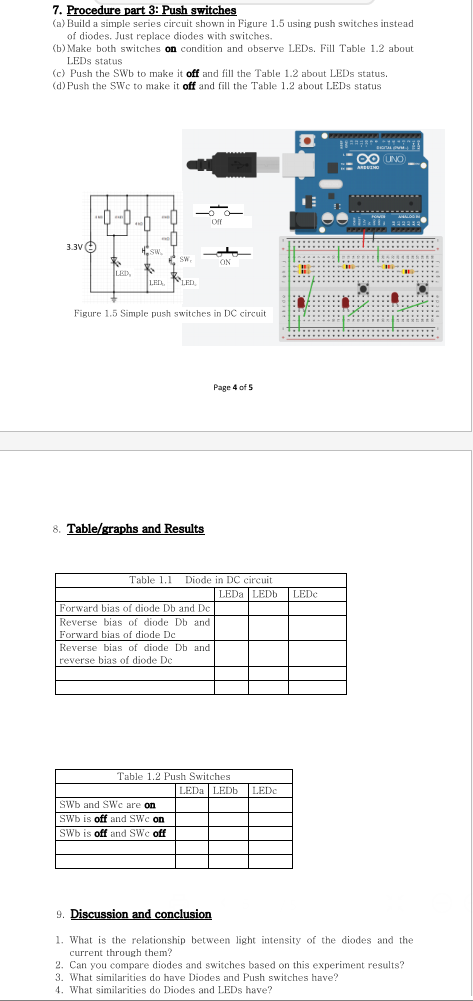 7. Procedure part 3: Push switches (a) Build a simple | Chegg.com