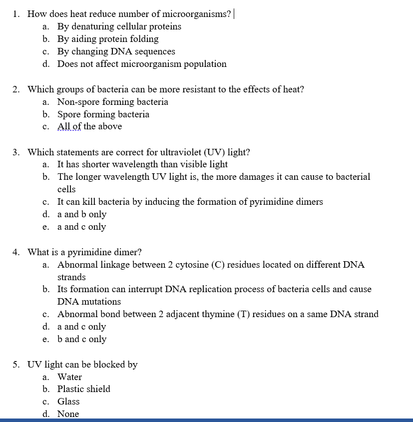 Solved 1. How does heat reduce number of