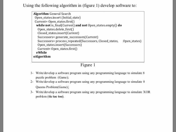 Using the following algorithm in (figure 1) develop | Chegg.com
