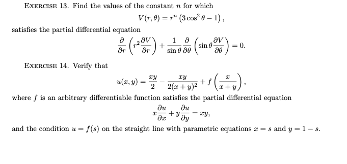 Solved EXERCISE 13. Find the values of the constant n for | Chegg.com