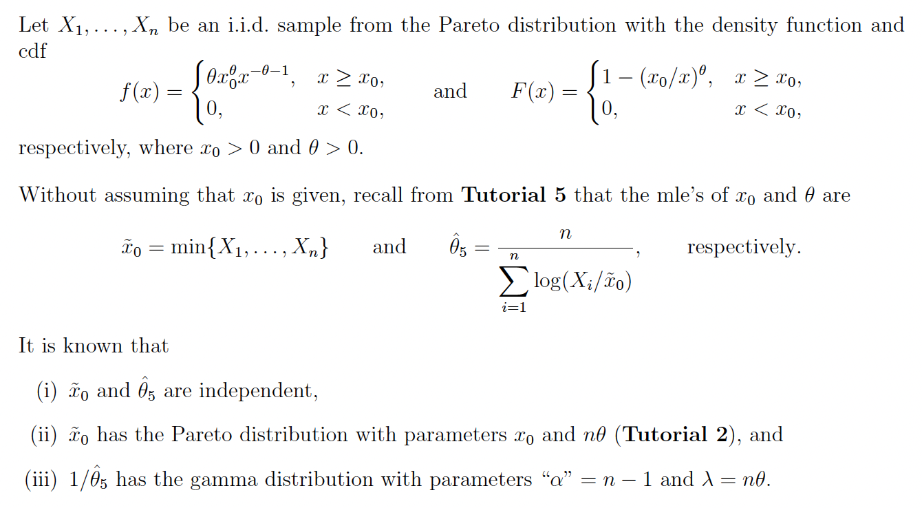 Let X1, ..., Xn be an i.i.d. sample from the Pareto | Chegg.com