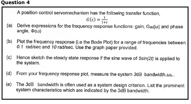 Solved A position control servomechanism has the following | Chegg.com