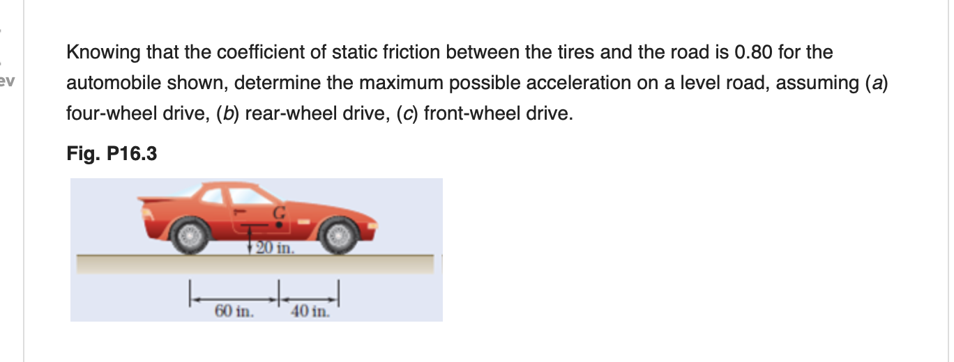 Solved ev Knowing that the coefficient of static friction | Chegg.com
