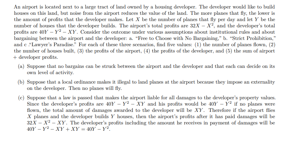 Solved An airport is located next to a large tract of land | Chegg.com