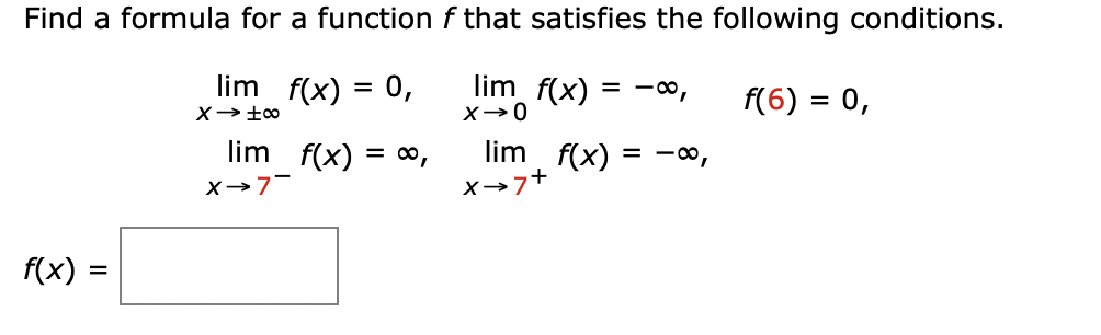 Solved Find a formula for a function f that satisfies the | Chegg.com