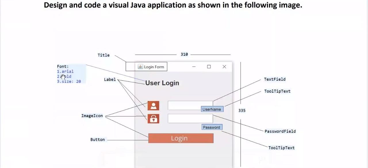 Solved Design and code a visual Java application as shown in | Chegg.com