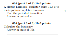 Solved 003 (part 1 of 3) 10.0 points A simple harmonic | Chegg.com