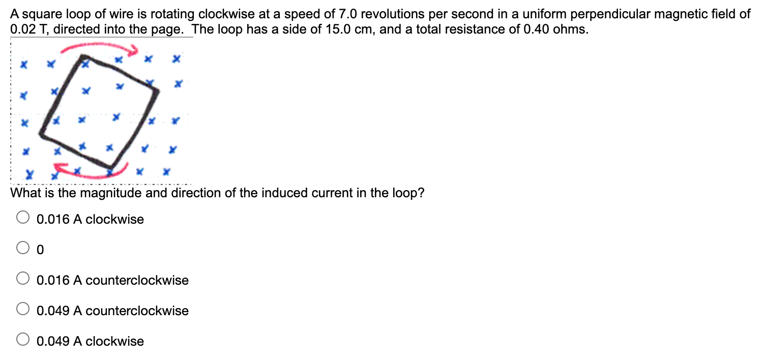 Solved A square loop of wire is rotating clockwise at a | Chegg.com