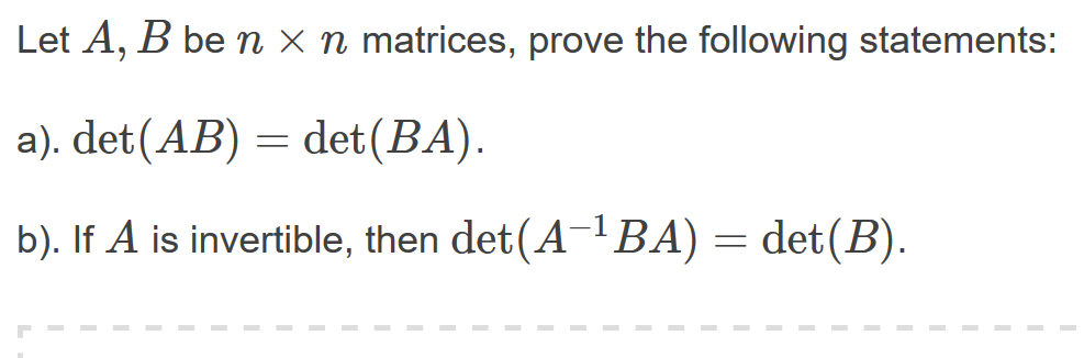 Solved Let A B Be N×n Matrices Prove The Following