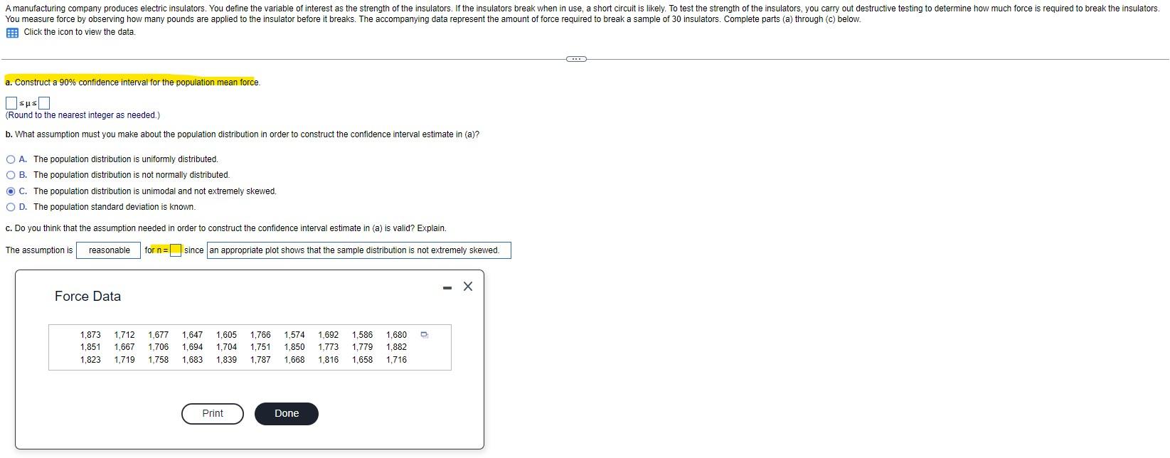 Solved a. Construct a 90% confidence interval for the | Chegg.com