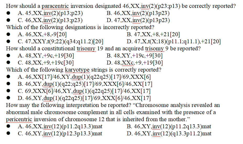 Solved How should a paracentric inversion designated 46,XX, | Chegg.com