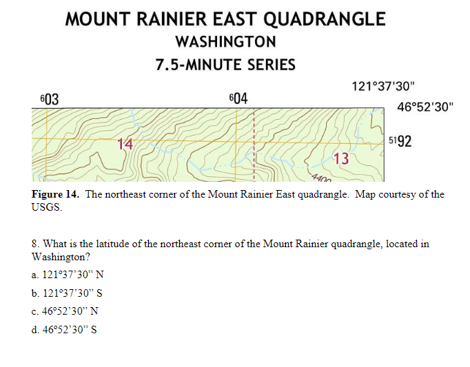 Solved MOUNT RAINIER EAST QUADRANGLE WASHINGTON 7.5-MINUTE | Chegg.com