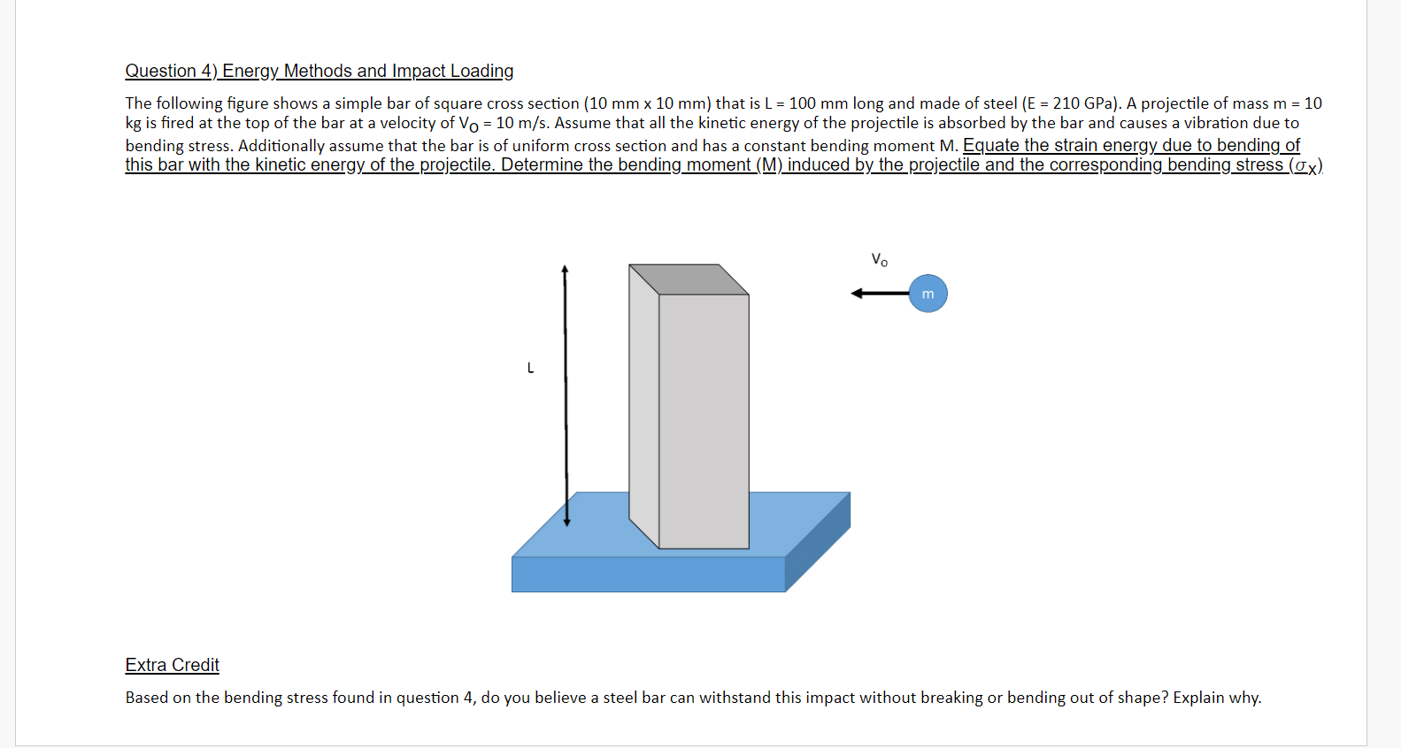 Solved Question 4) Energy Methods and Impact Loading The | Chegg.com