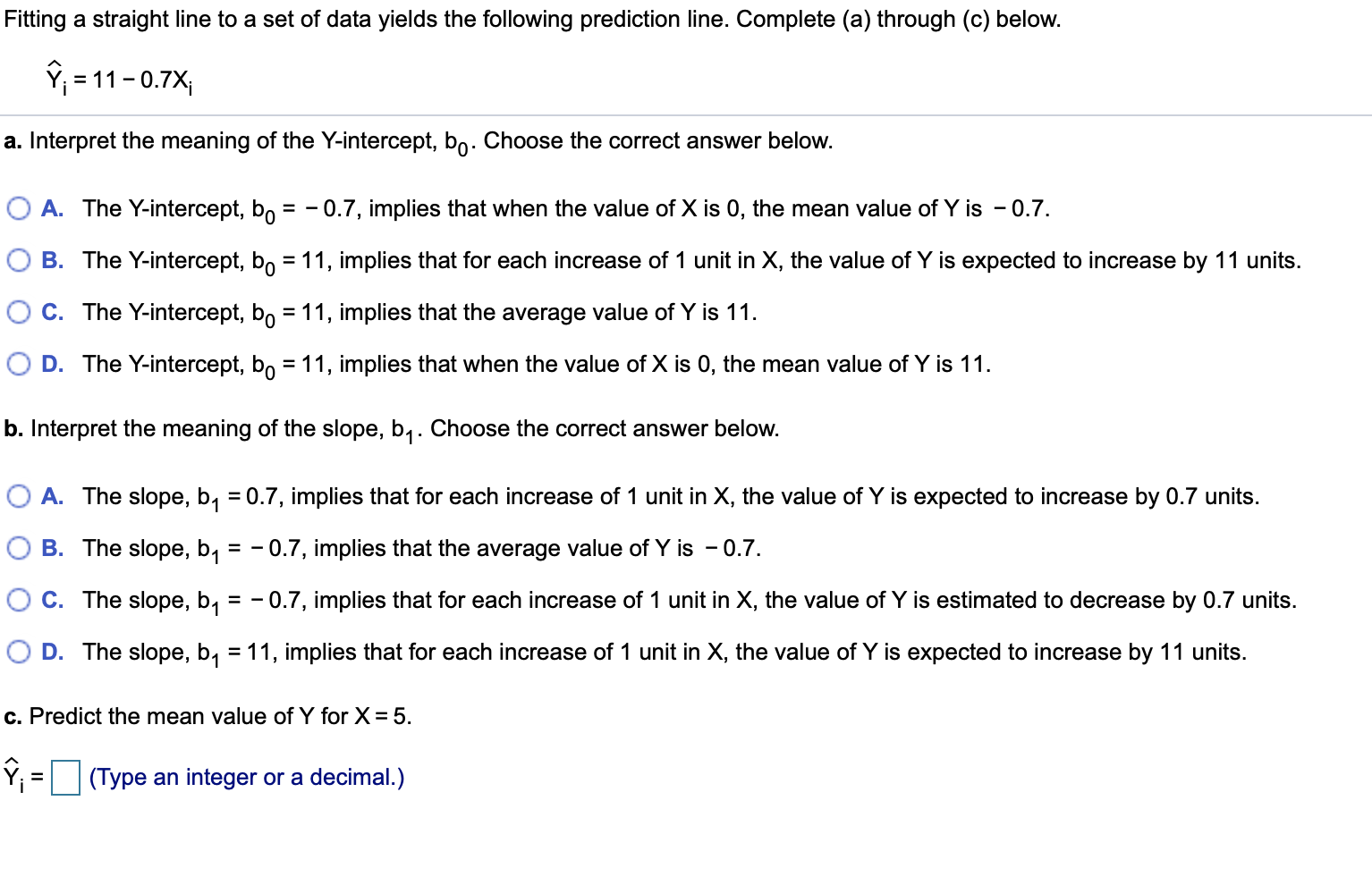 Solved Fitting A Straight Line To A Set Of Data Yields Th Chegg Com