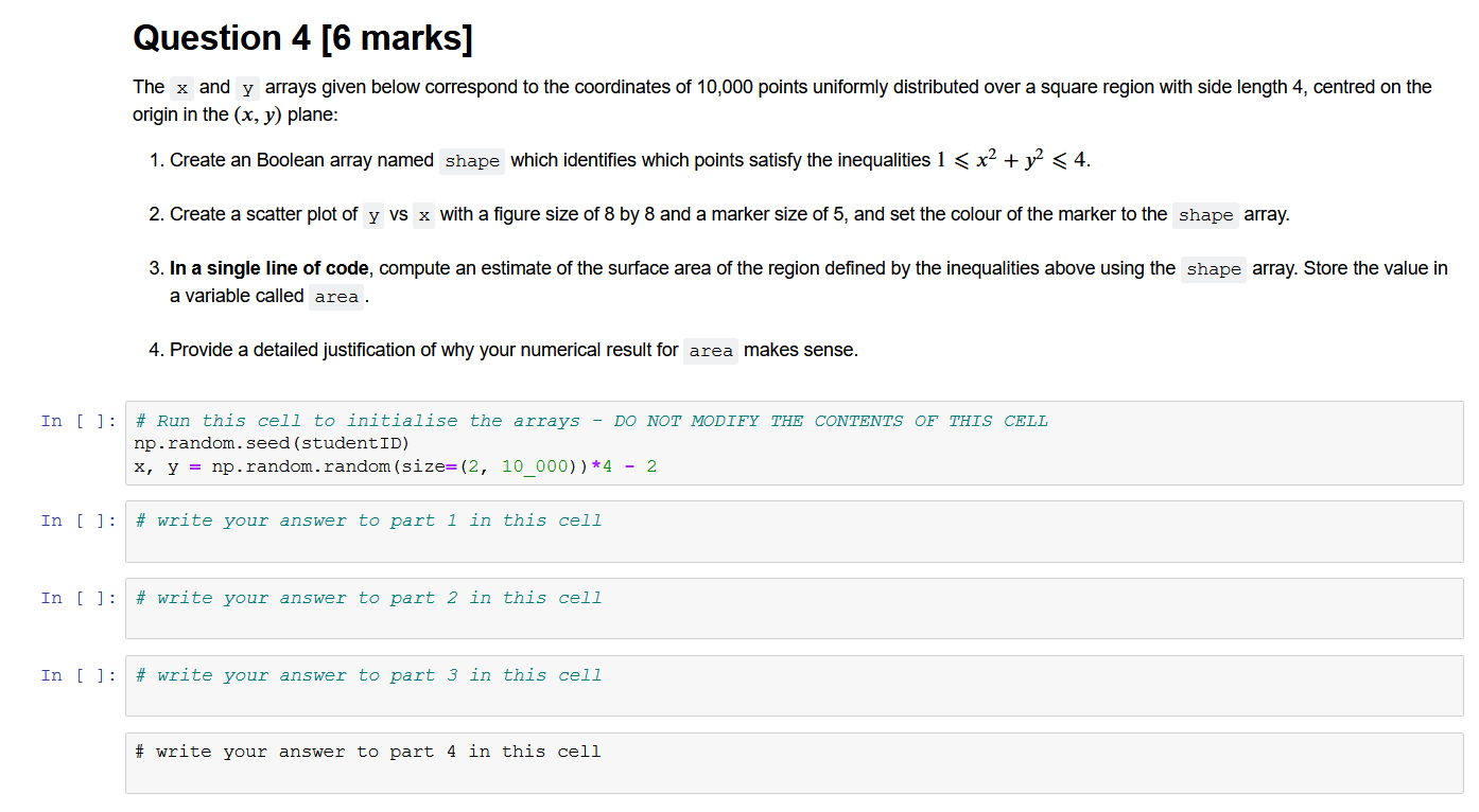 Solved Question 4 [6 marks] The x and y arrays given below | Chegg.com