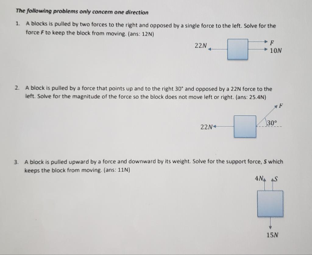 Solved The following problems only concern one direction 1. | Chegg.com