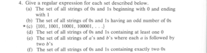 Solved . Give a regular expression for each set described | Chegg.com