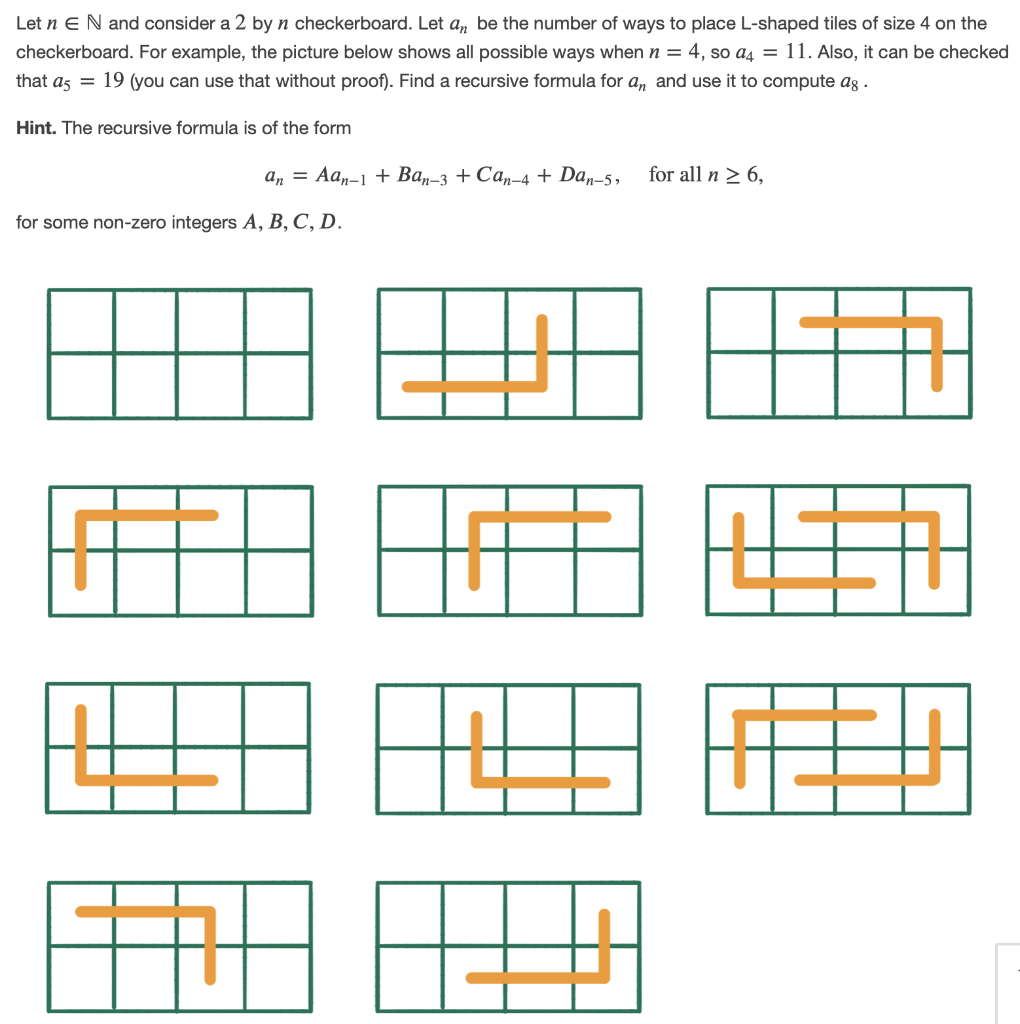 Solved Let Ne N And Consider A 2 By N Checkerboard Let A Chegg Com