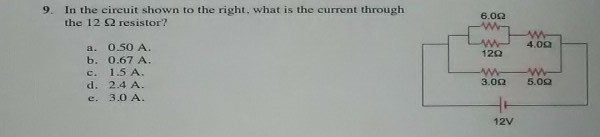Solved 9. In the circuit shown to the right, what is the | Chegg.com
