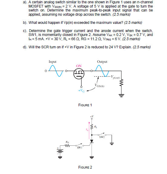 Solved A). A Certain Analog Switch Similar To The One Shown | Chegg.com