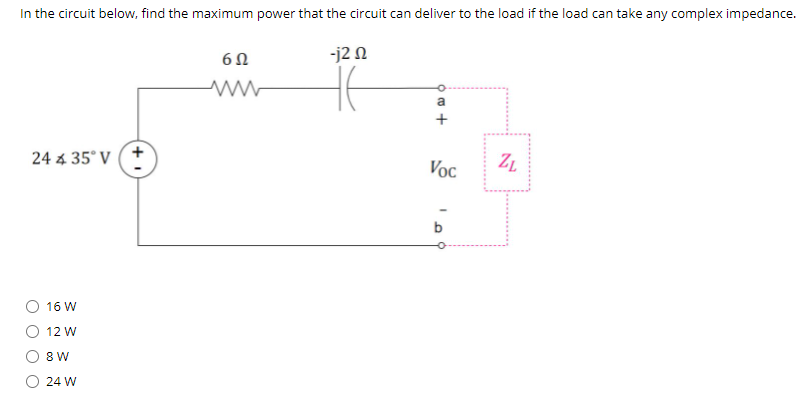 Solved In the circuit below, find the maximum power that the | Chegg.com