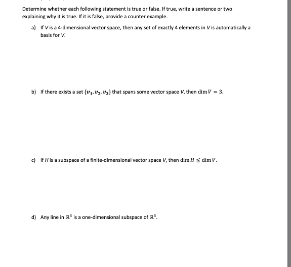 Solved Determine whether each following statement is true or | Chegg.com