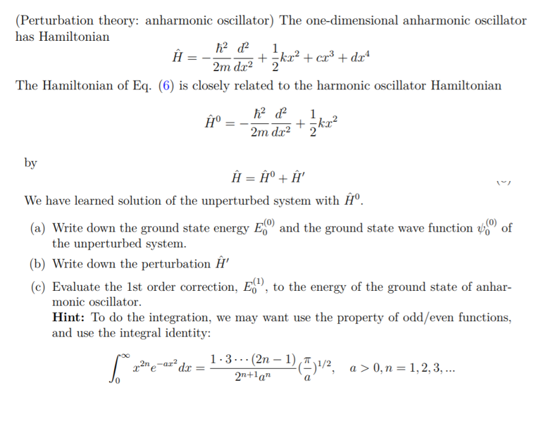 Solved 4 (Perturbation theory anharmonic oscillator) The