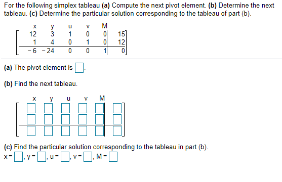Solved For the following simplex tableau (a) Compute the | Chegg.com