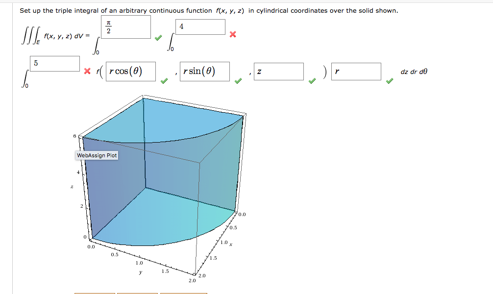 Solved Set up the triple integral of an arbitrary continuous | Chegg.com