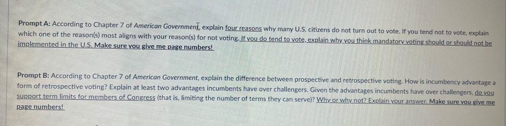 Solved Prompt A: According to Chapter 7 of American | Chegg.com