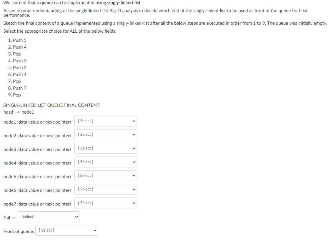 Solved All in C++, the second pic is the options for nodes | Chegg.com