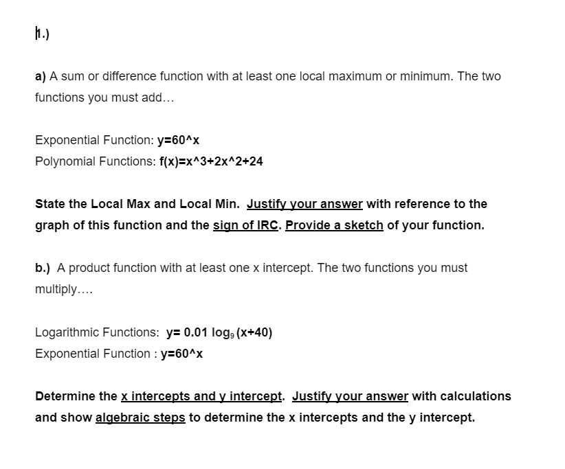 Solved H.) a) A sum or difference function with at least one | Chegg.com
