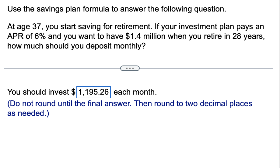 Solved use the savings plan formula to answer the following chegg