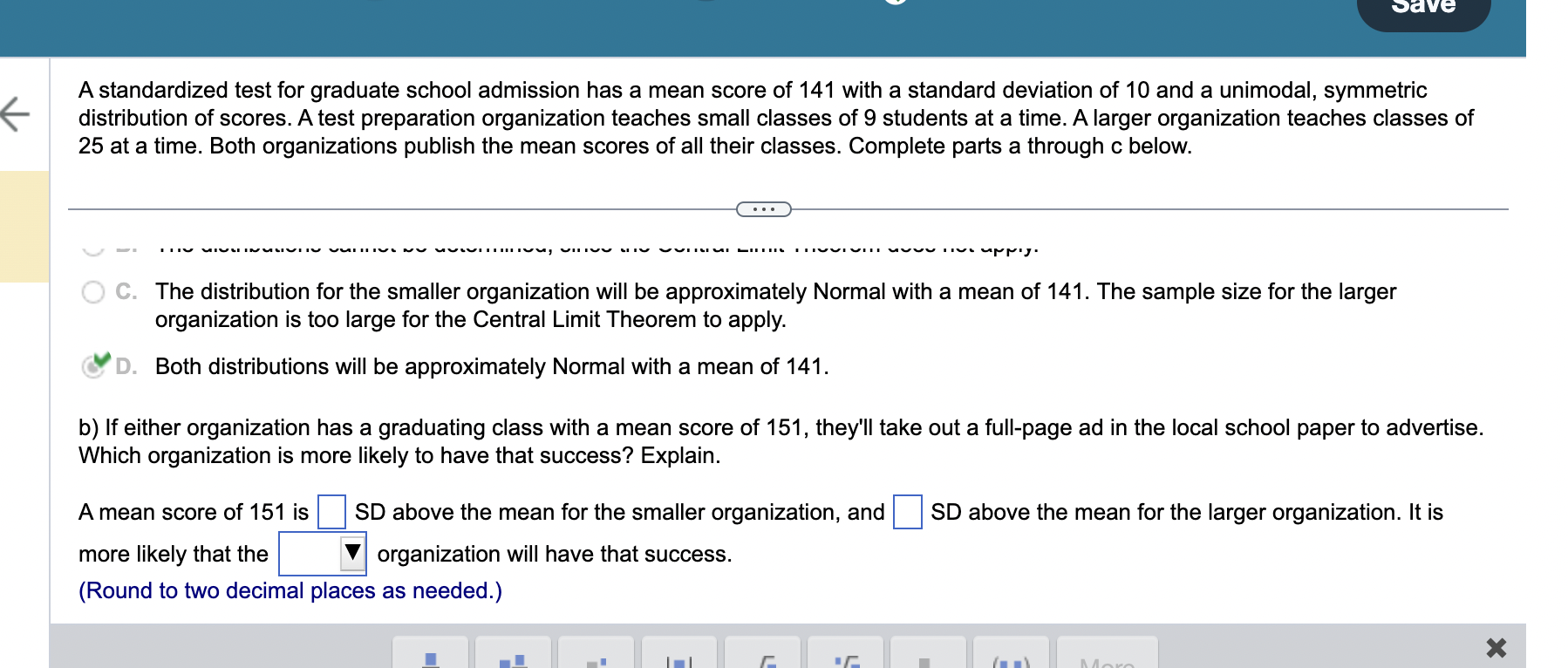 a-standardized-test-for-graduate-school-admission-has-chegg