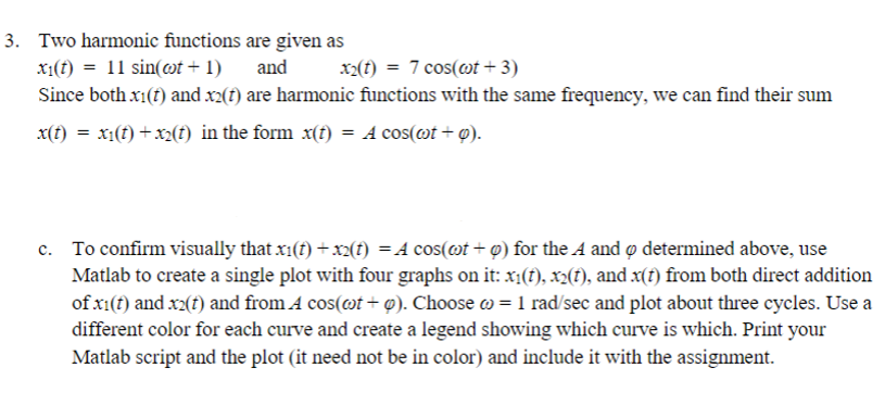 Solved part c please % Adding harmonics example % Given two | Chegg.com