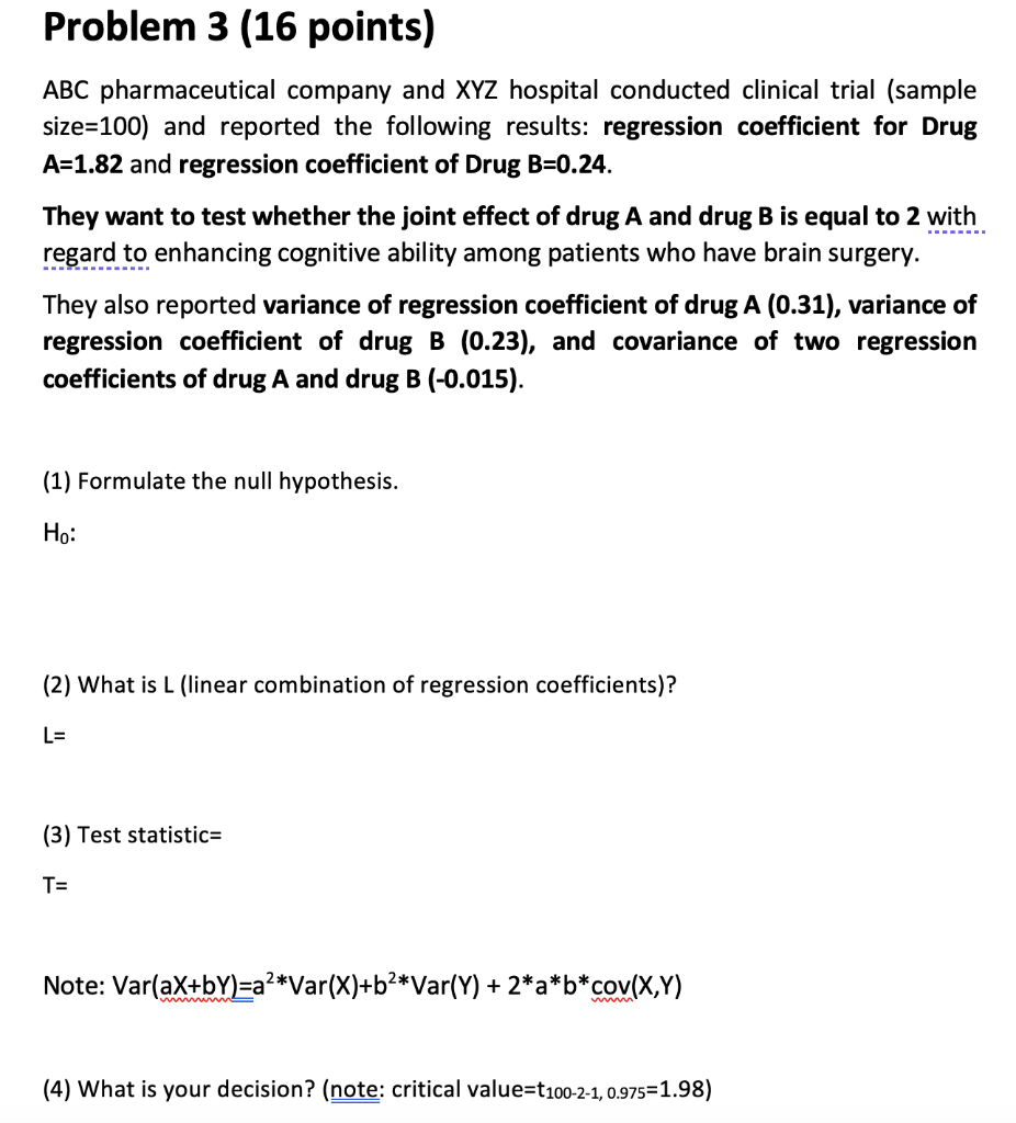 Solved Problem 3 (16 points) ABC pharmaceutical company and | Chegg.com