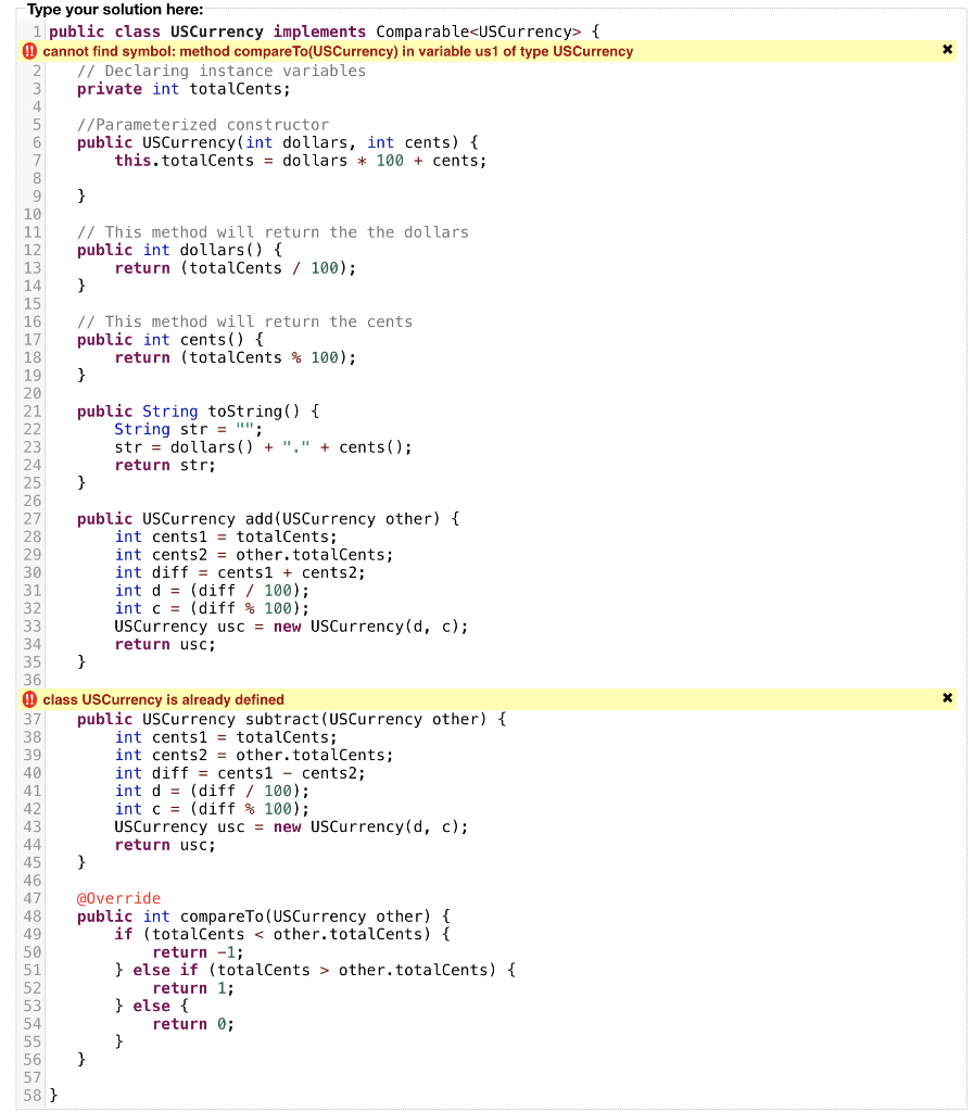 Solved Suppose that a class USCurrency has been defined for | Chegg.com