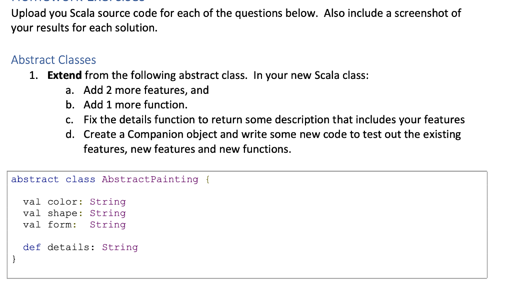 Upload you Scala source code for each of the | Chegg.com