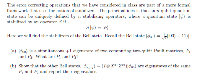 Solved The error correcting operations that we have | Chegg.com