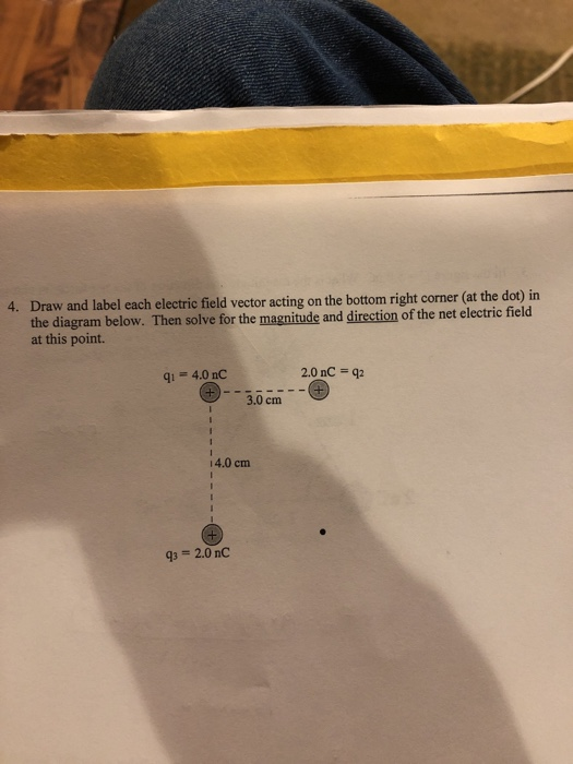 Solved draw and label each electric field vector acting on | Chegg.com