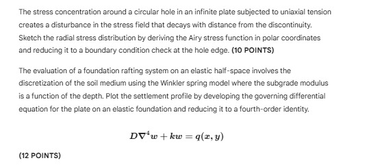 Solved The stress concentration around a circular hole in an | Chegg.com