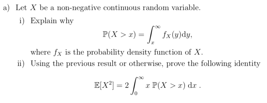 Solved a) Let X be a non-negative continuous random | Chegg.com