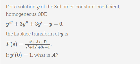 Solved For a solution y of the 3rd order, | Chegg.com
